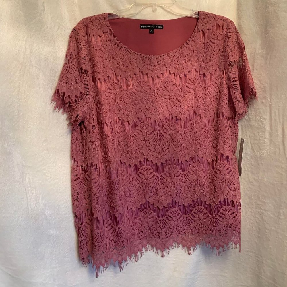 NWT Preston & York Womens Lace Blouse Size Large
